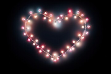 Wall Mural - a mesmerizing display of heart-shaped string lights forming a glowing heart shape within a larger he