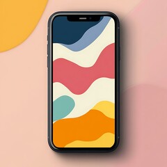 Wall Mural - Colorful Abstract Shapes on Smartphone Screen