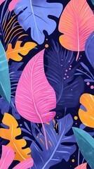 Poster - Tropical Leaves Seamless Pattern