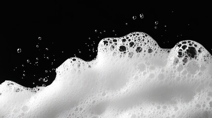 Wall Mural - white foam bubbles on black background.