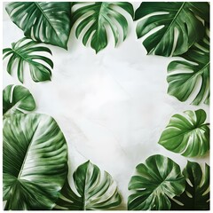 Canvas Print - Tropical Green Leaves on White Background