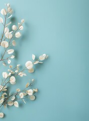 Canvas Print - White Branches on Light Blue Background