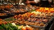 © Johannes - Grilled meat and vegetables, Food on a buffet table at the hotel, Group of people on catering buffet food indoor in restaurant with grilled meat Buffet service
