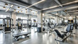 © janya - Gym equipment setup with various health machines in a fitness center, fitness, exercise, workout, gym, health