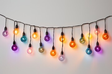 Wall Mural - a string of colorful fairy lights in a variety of shapes and sizes