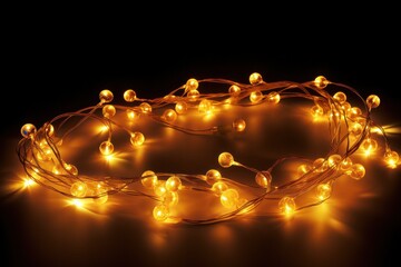 Wall Mural - a vibrant strand of led string lights, glowing with a warm, inviting light