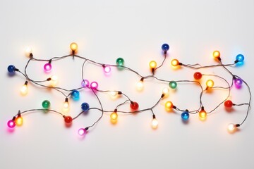Wall Mural - a whimsical arrangement of multicolored string lights, casting a playful and festive ambiance