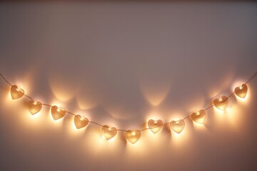 Wall Mural - a whimsical string of heart-shaped lights, symbolizing love and affection, casting a romantic glow