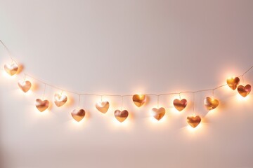 Wall Mural - a whimsical string of heart-shaped lights, symbolizing love and affection, casting a romantic glow
