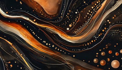 Wall Mural - Elegant Generative AI Background Featuring Subtle Black, Brown, and Amber Lines and Dots