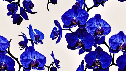 Wall Mural - Indigo orchids smooth texture seamless plain white background design