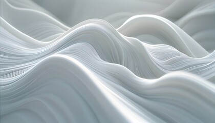 Wall Mural - Fluid White Waves of Abstract Design Created by Generative AI