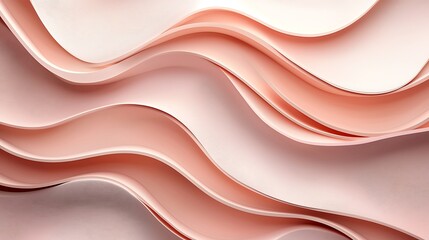 Wall Mural - A digital world of pink waves and geometric shapes, rendered in a striking three-dimensional pattern.