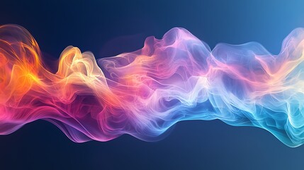 Wall Mural - Colorful smoke waves dance across the background, forming a vibrant, abstract display.