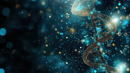 Wall Mural - a blue and gold spiral with a lot of dots. the spiral is a representation of a dna strand