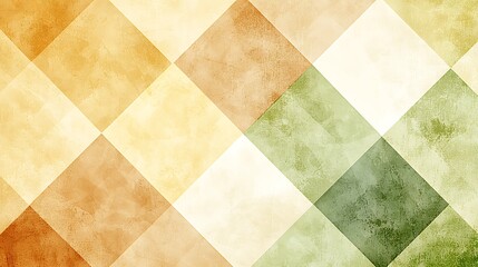 Wall Mural - Geometric shapes in green, yellow, and orange tones form an abstract background, vibrant and dynamic.