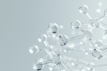 abstract glass molecular structure on light gray color background. futuristic technology wallpaper. 