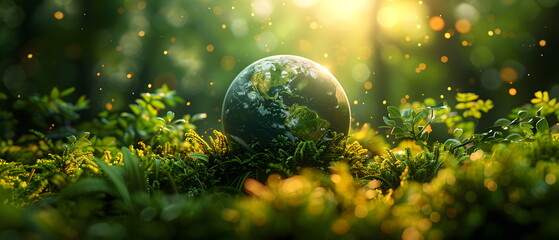 world photography day combined save a green world, beautiful spring flowers blooming in the forest, 