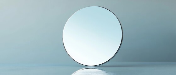 Wall Mural - a round mirror is sitting on a table