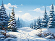 © MDRobiul - Attractive Winter landscape with a forest and mountains