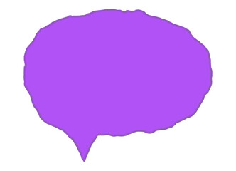 Speech bubble in vibrant purple with a textured border on a transparent background