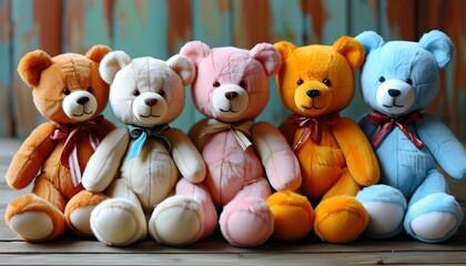 adorable display of fluffy teddy bears in various colors and sizes