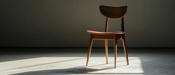 A wooden chair is sitting in a room with a window