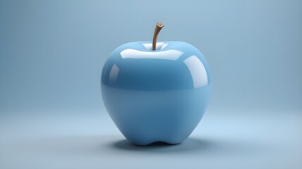 blue apple with light blue background