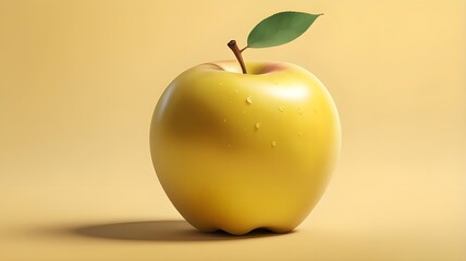 yellow apple with light yellow background