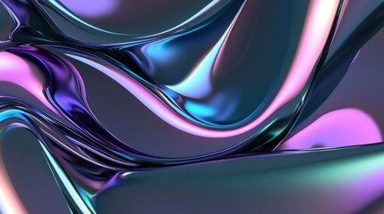 Poster - Abstract Iridescent Liquid Metal