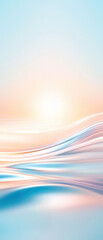 Wall Mural - a beautiful blue and pink ocean wave with a sun in the background