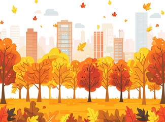 Wall Mural - Autumn Foliage in the City Park