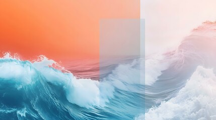 Poster - Ocean Waves and Sunset Abstract Minimalism