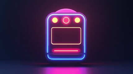 A neon sign of a microwave oven