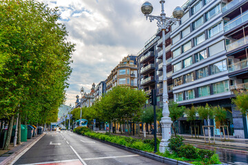 Avenue without people in Donostia San Sebastian, Gipuzkoa. Basque Country