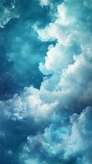 Wall Mural - blue sky with white clouds and stars