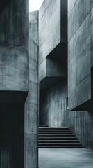 Poster - Abstract Concrete Architecture With Stairs