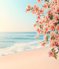 Pink Flowers Blooming On The Beach