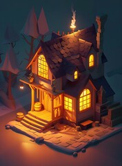 Poster - Cozy Cottage in the Woods