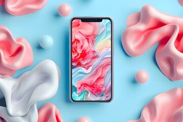 Sticker - Abstract Pink and Blue Phone Screen Wallpaper