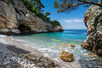 Wall Mural - Hidden Cove Beach With Crystal Clear Water