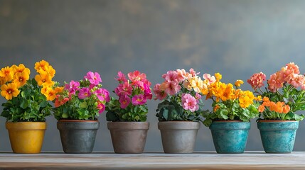 Wall Mural - Colorful Blooms in Terracotta Pots