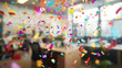 © Attaphol - Multicolored confetti raining down in front of a blurred office workspace, subtle depth of field, conveying a corporate celebration or product launch, professional tone