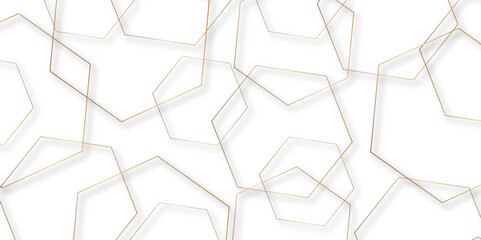 Fototapete - Modern simple style seamless pattern with hexagonal graphic design. Geometric art deco texture mosaic white background. abstract molecular structures in technology, wallpaper background, vector.	