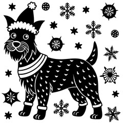 Poster - Christmas dog pattern vector illustration