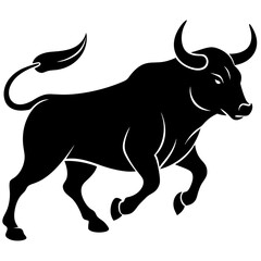 Canvas Print - Angry Bull Silhouette Vector illustration 