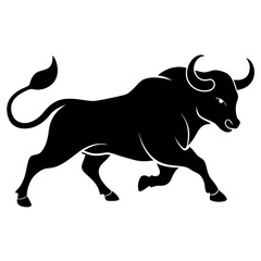 Canvas Print - Angry Bull Silhouette Vector illustration 