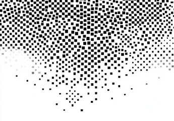 Black and White Pixelated Gradient Vector Graphic with Squares Creating Depth Illusion