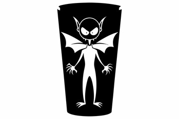 Sticker - Halloween Black and White Vampire Tumbler Wrap - Spooky Silhouette Design.