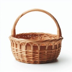 Empty new wooden wicker basket isolated on white backgrounds